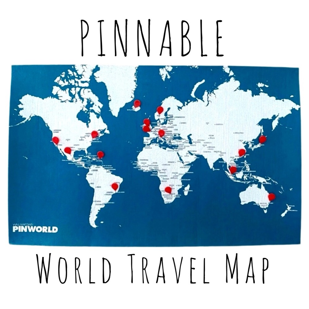 LAST CHANCE SALE!LARGE PINNABLE World Travel Wall Map Diary Felt Pinworld